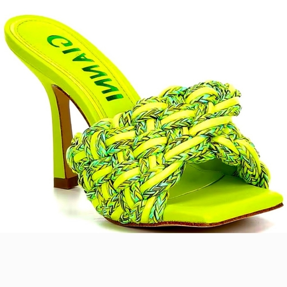 Gianni Bini Shoes - NWT GIANNI BINI Lime Green Woven Heeled Square Toe Mule, sz 5.5